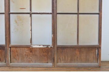 アンティーク建具　どこか懐かしい雰囲気漂う幅狭ガラス戸4枚セット(引き戸)(R-063716)
