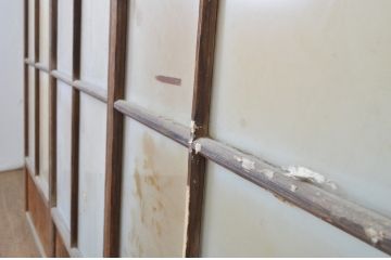 アンティーク建具　どこか懐かしい雰囲気漂う幅狭ガラス戸4枚セット(引き戸)(R-063716)
