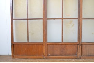 アンティーク建具　どこか懐かしい雰囲気漂う幅狭ガラス戸4枚セット(引き戸)(R-063716)