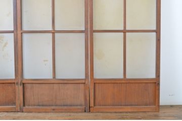 アンティーク建具　どこか懐かしい雰囲気漂う幅狭ガラス戸4枚セット(引き戸)(R-063716)