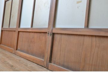 アンティーク建具　どこか懐かしい雰囲気漂う幅狭ガラス戸4枚セット(引き戸)(R-063716)