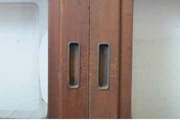 アンティーク建具　レーザー組子入り!きれいな木目が印象的なガラス帯戸4枚セット(引き戸、ガラス戸)(R-63718)