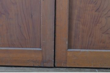 アンティーク建具　レーザー組子入り!きれいな木目が印象的なガラス帯戸4枚セット(引き戸、ガラス戸)(R-63718)