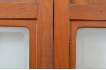 アンティーク建具　レーザー組子入り!きれいな木目が印象的なガラス帯戸4枚セット(引き戸、ガラス戸)(R-63718)