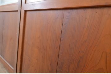 アンティーク建具　レーザー組子入り!きれいな木目が印象的なガラス帯戸4枚セット(引き戸、ガラス戸)(R-63718)