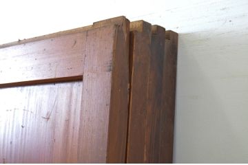 アンティーク建具　レーザー組子入り!きれいな木目が印象的なガラス帯戸4枚セット(引き戸、ガラス戸)(R-63718)