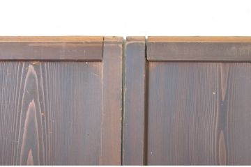 アンティーク建具　裏障子付き　時代の流れを感じさせる色合いが魅力の格子帯戸3枚セット(板戸、格子戸、障子戸、引き戸)(R-063719)