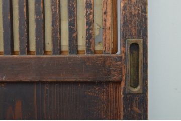 アンティーク建具　裏障子付き　木目が美しい格子帯戸4枚セット(板戸、格子戸、障子戸、引き戸)(R-063720)