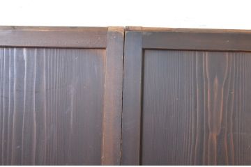 アンティーク建具　裏障子付き　木目が美しい格子帯戸4枚セット(板戸、格子戸、障子戸、引き戸)(R-063720)