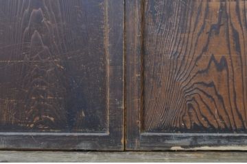 アンティーク建具　裏障子付き　木目が美しい格子帯戸4枚セット(板戸、格子戸、障子戸、引き戸)(R-063720)