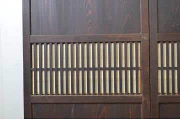 アンティーク建具　裏障子付き　情緒ある和の雰囲気作りにおすすめの格子帯戸3枚セット(格子戸、引き戸)(R-063721)