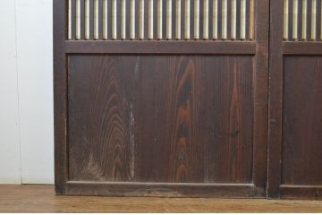 アンティーク建具　裏障子付き　情緒ある和の雰囲気作りにおすすめの格子帯戸3枚セット(格子戸、引き戸)(R-063721)