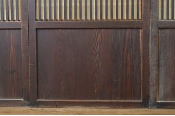 アンティーク建具　裏障子付き　情緒ある和の雰囲気作りにおすすめの格子帯戸3枚セット(格子戸、引き戸)(R-063721)