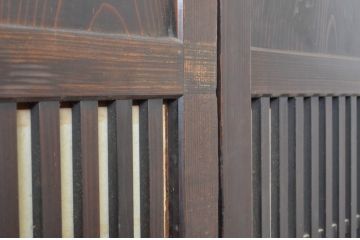 アンティーク建具　裏障子付き　情緒ある和の雰囲気作りにおすすめの格子帯戸3枚セット(格子戸、引き戸)(R-063721)