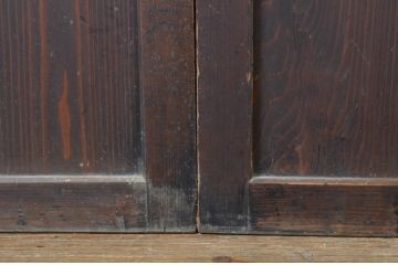 アンティーク建具　裏障子付き　情緒ある和の雰囲気作りにおすすめの格子帯戸3枚セット(格子戸、引き戸)(R-063721)