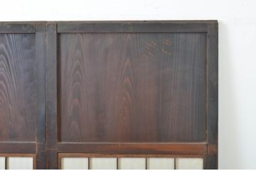 アンティーク建具　裏障子付き　情緒ある和の雰囲気作りにおすすめの格子帯戸3枚セット(格子戸、引き戸)(R-063721)