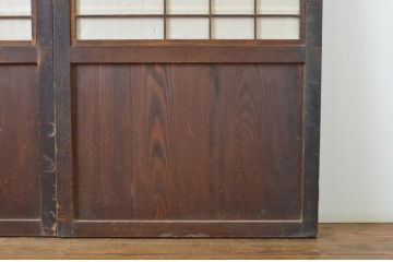 アンティーク建具　裏障子付き　情緒ある和の雰囲気作りにおすすめの格子帯戸3枚セット(格子戸、引き戸)(R-063721)