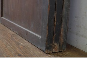 アンティーク建具　裏障子付き　情緒ある和の雰囲気作りにおすすめの格子帯戸3枚セット(格子戸、引き戸)(R-063721)
