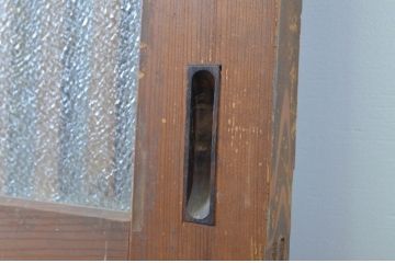 アンティーク建具　裏ガラス付き　落ち着いた和の空間を演出する格子帯戸3枚セット(ガラス戸、引き戸、ガラス帯戸)(R-063723)