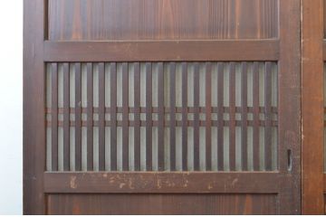 アンティーク建具　裏ガラス付き　落ち着いた和の空間を演出する格子帯戸2枚セット(ガラス戸、引き戸、ガラス帯戸)(R-063724)