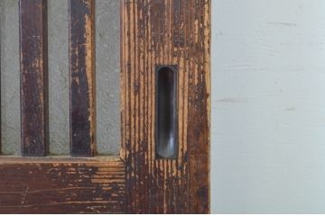 アンティーク建具　裏ガラス付き　落ち着いた和の空間を演出する格子帯戸2枚セット(ガラス戸、引き戸、ガラス帯戸)(R-063724)