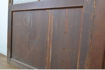 アンティーク建具　裏ガラス付き　落ち着いた和の空間を演出する格子帯戸2枚セット(ガラス戸、引き戸、ガラス帯戸)(R-063724)
