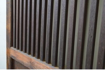 アンティーク建具　落ち着いた和の空間を演出するガラス入り格子帯戸1枚(ガラス戸、引き戸、ガラス帯戸)(R-063725)