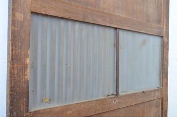 アンティーク建具　落ち着いた和の空間を演出するガラス入り格子帯戸1枚(ガラス戸、引き戸、ガラス帯戸)(R-063725)