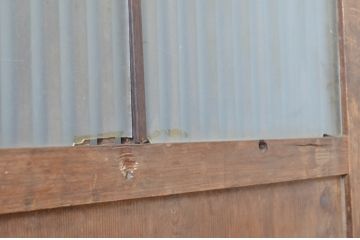 アンティーク建具　落ち着いた和の空間を演出するガラス入り格子帯戸1枚(ガラス戸、引き戸、ガラス帯戸)(R-063725)