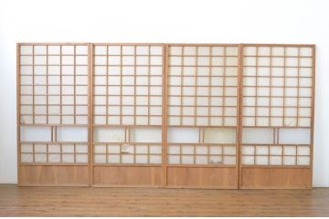 アンティーク建具　落ち着きのある和を演出する障子戸4枚セット(引き戸)(R-063726)