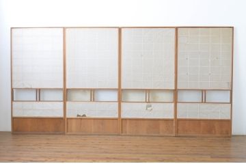 アンティーク建具　落ち着きのある和を演出する障子戸4枚セット(引き戸)(R-063726)