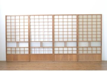アンティーク建具　落ち着きのある和を演出する障子戸4枚セット(引き戸)(R-063727)