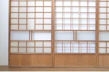アンティーク建具　落ち着きのある和を演出する障子戸4枚セット(引き戸)(R-063727)