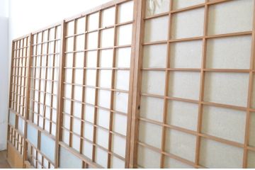 アンティーク建具　落ち着きのある和を演出する障子戸4枚セット(引き戸)(R-063727)