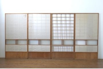 アンティーク建具　落ち着きのある和を演出する障子戸4枚セット(引き戸)(R-063727)