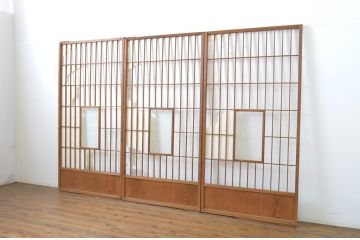アンティーク建具　落ち着きのある和を演出する障子戸3枚セット(引き戸)(R-063728)