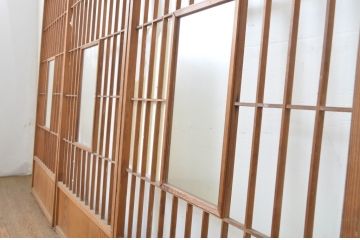 アンティーク建具　落ち着きのある和を演出する障子戸3枚セット(引き戸)(R-063728)
