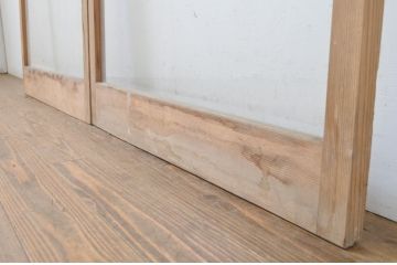 アンティーク建具　採光たっぷり!ガラス面が大きなガラス戸2枚セット(引き戸)(R-063730)