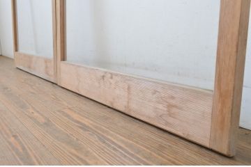 アンティーク建具　採光たっぷり!ガラス面が大きなガラス戸2枚セット(引き戸)(R-063730)