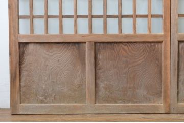 アンティーク建具　和の雰囲気漂う玄関戸2枚セット(ガラス戸、格子戸、引き戸)(R-063731)
