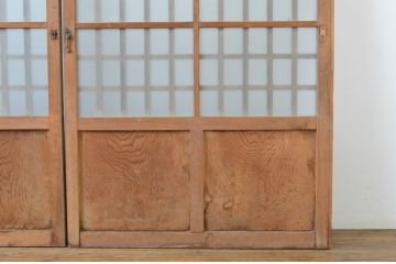 アンティーク建具　和の雰囲気漂う玄関戸2枚セット(ガラス戸、格子戸、引き戸)(R-063731)