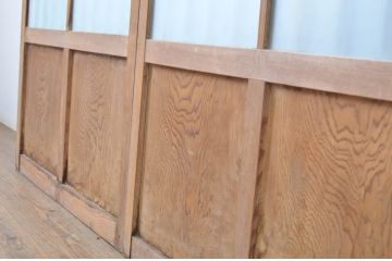 アンティーク建具　和の雰囲気漂う玄関戸2枚セット(ガラス戸、格子戸、引き戸)(R-063731)