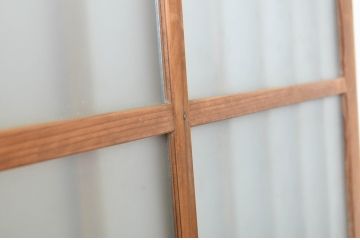 アンティーク建具　和の雰囲気漂う玄関戸2枚セット(ガラス戸、格子戸、引き戸)(R-063731)