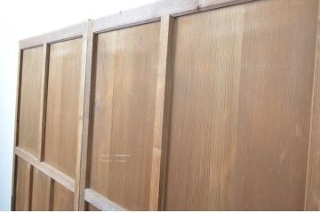 アンティーク建具　大正ロマンの雰囲気漂う板戸2枚セット(ガラス戸、引き戸)(R-063732)