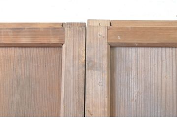 アンティーク建具　大正ロマンの雰囲気漂う板戸2枚セット(ガラス戸、引き戸)(R-063732)
