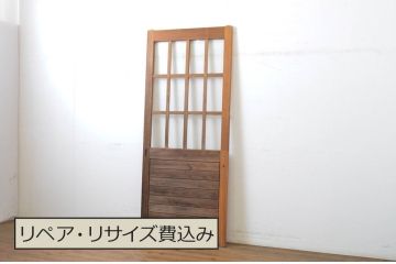 アンティーク建具　レトロな雰囲気漂う背の高いガラス戸1枚(引き戸)(R-063733)