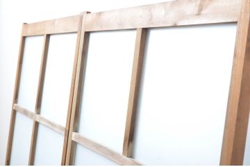 アンティーク建具　レトロな空間を引き立たせるガラス窓2枚セット(ガラス戸、引き戸)(R-063734)