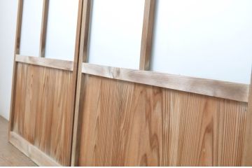 アンティーク建具　レトロな空間を引き立たせるガラス窓2枚セット(ガラス戸、引き戸)(R-063734)