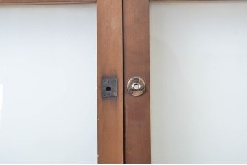 アンティーク建具　レトロな空間を引き立たせるガラス窓2枚セット(ガラス戸、引き戸)(R-063734)