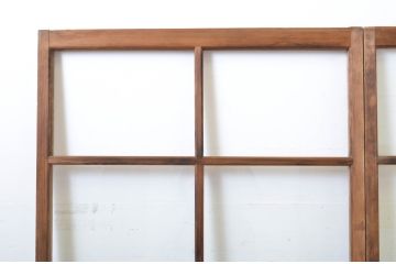 アンティーク建具　レトロな空間を引き立たせるガラス窓2枚セット(ガラス戸、引き戸)(R-063735)